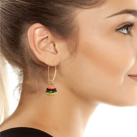 Betsey Johnson Hamburger Dangle Earrings - Picture 2 of 3